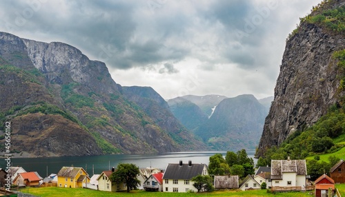 Views of Aurlandsfjord from Undredal village in Norway
