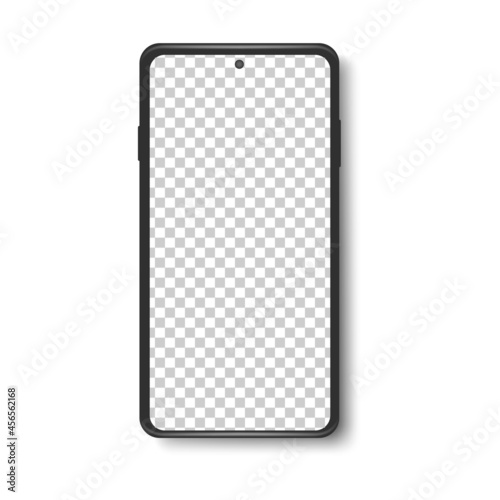 Realistic phone mockup. Smartphone blank screen, phone mockup. Template for infographics or presentation UI, UX design interface. Cellphone frame with blank display