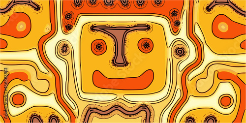Abstract creature in ethnic style. Vector banner.	