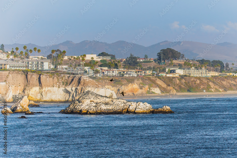 Pismo Beach cliffs and ocean view. Pismo Beach, a vintage coastal city in San Luis Obispo County, California