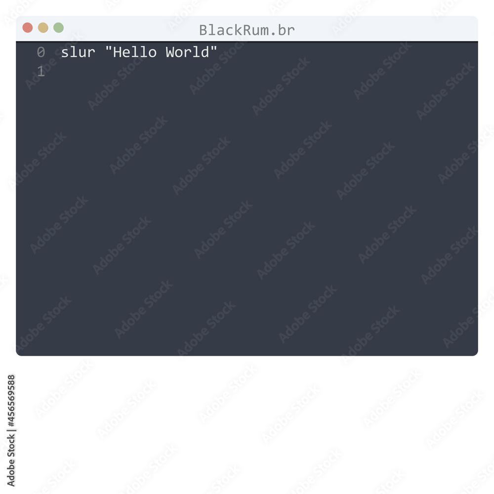 BlackRum language Hello World program sample in editor window