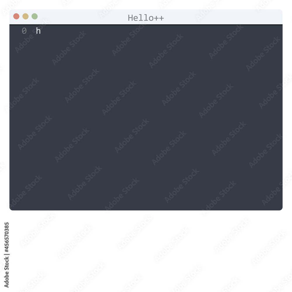 Hello++ language Hello World program sample in editor window Hello++ language Hello World program sample in editor window