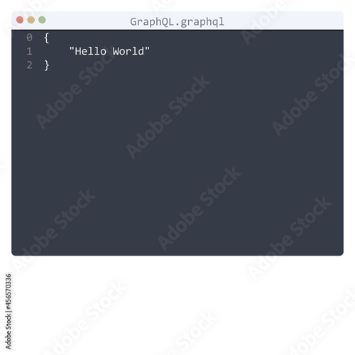 GraphQL language Hello World program sample in editor window