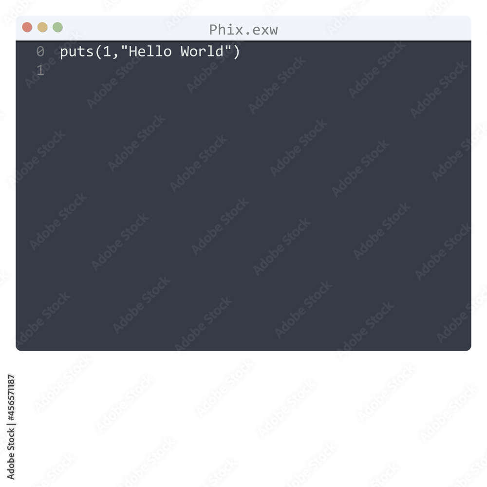 Phix language Hello World program sample in editor window
