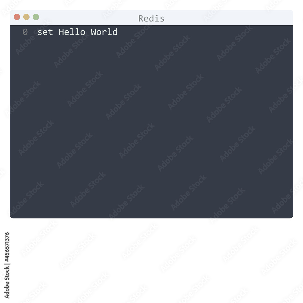 Redis language Hello World program sample in editor window