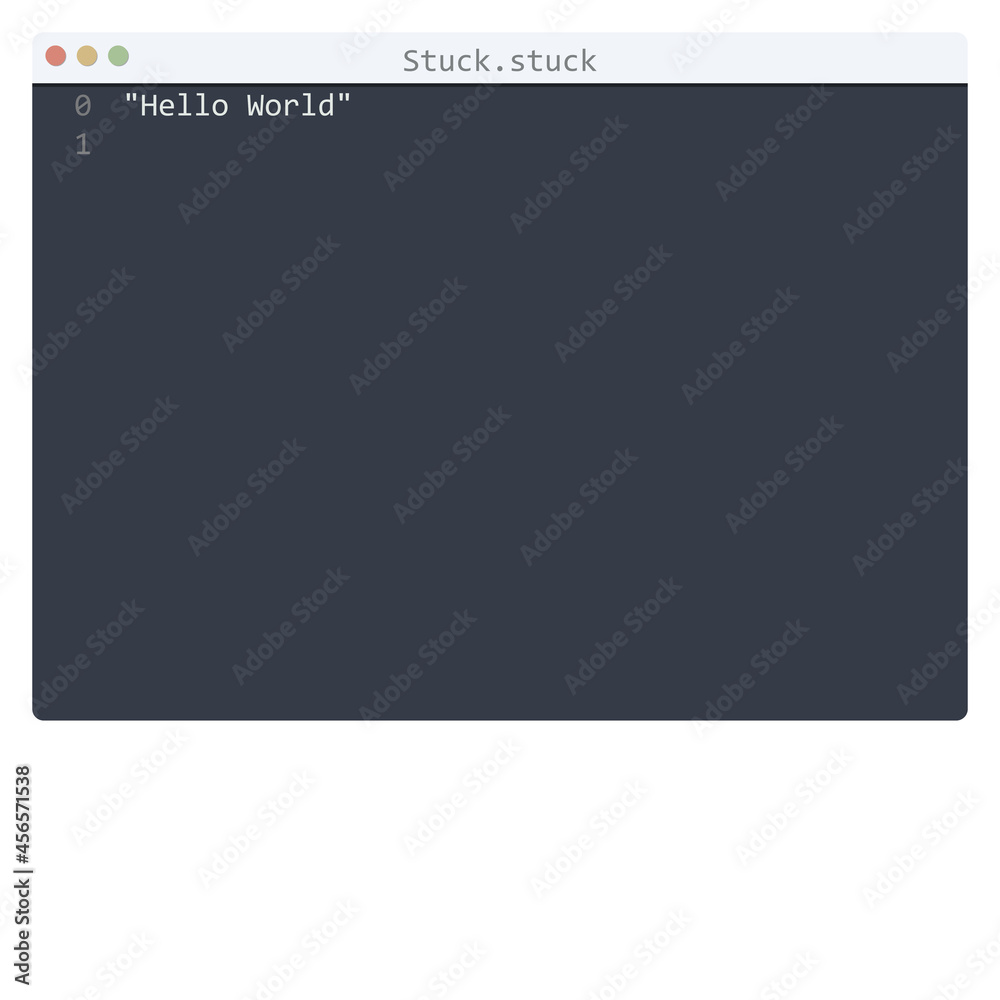 Stuck language Hello World program sample in editor window