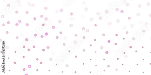 Light pink vector doodle template with flowers.