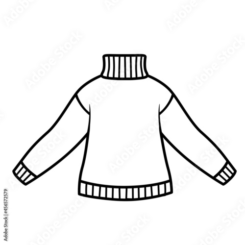 Warm sweater of fine yarn the basic model outline for coloring on a white background