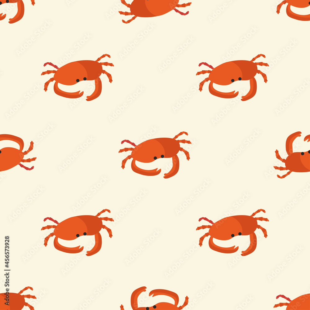 Obraz premium Crab pattern on a beige background for use in the design of textiles or packaging