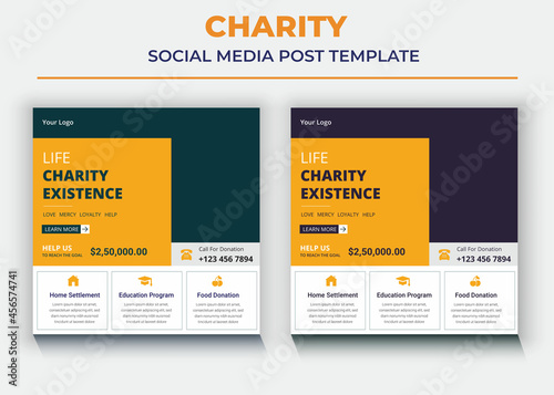 charity Social media post and flyer, life charity existence promotion, education program