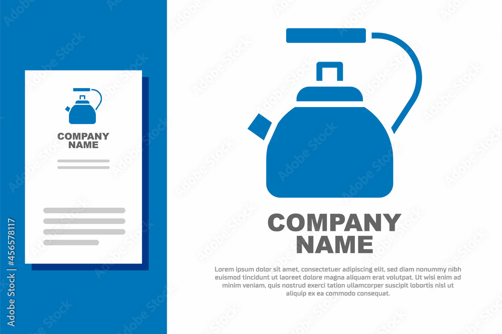 Blue Kettle with handle icon isolated on white background. Teapot icon. Logo design template element. Vector