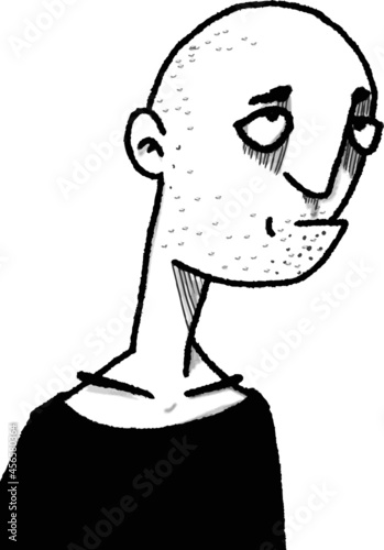 vector caricature of funny balded man isolated on white