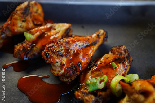 grilled chicken wings closeup