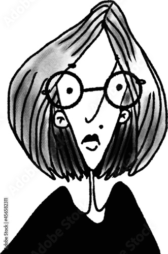 vector illustration caricature of funny woman in glasses isolated on white