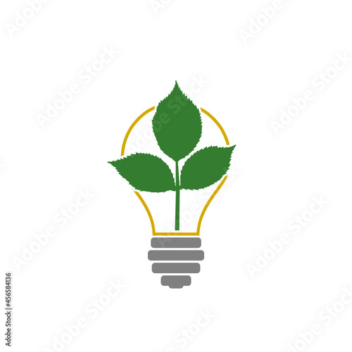 Light bulb with growing plant icon isolated on white background