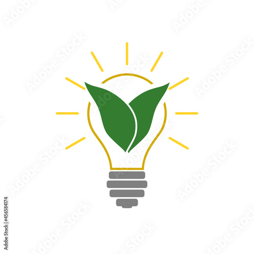 Light bulb with growing plant icon isolated on white background