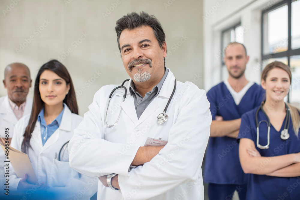 Portrait of male and female doctors Portrait of male and female doctors