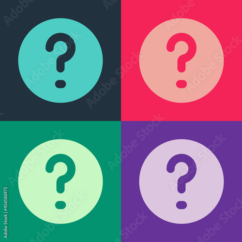 Pop art Speech bubbles with Question icon isolated on color background. FAQ sign. Chat speech bubble and chart. Vector