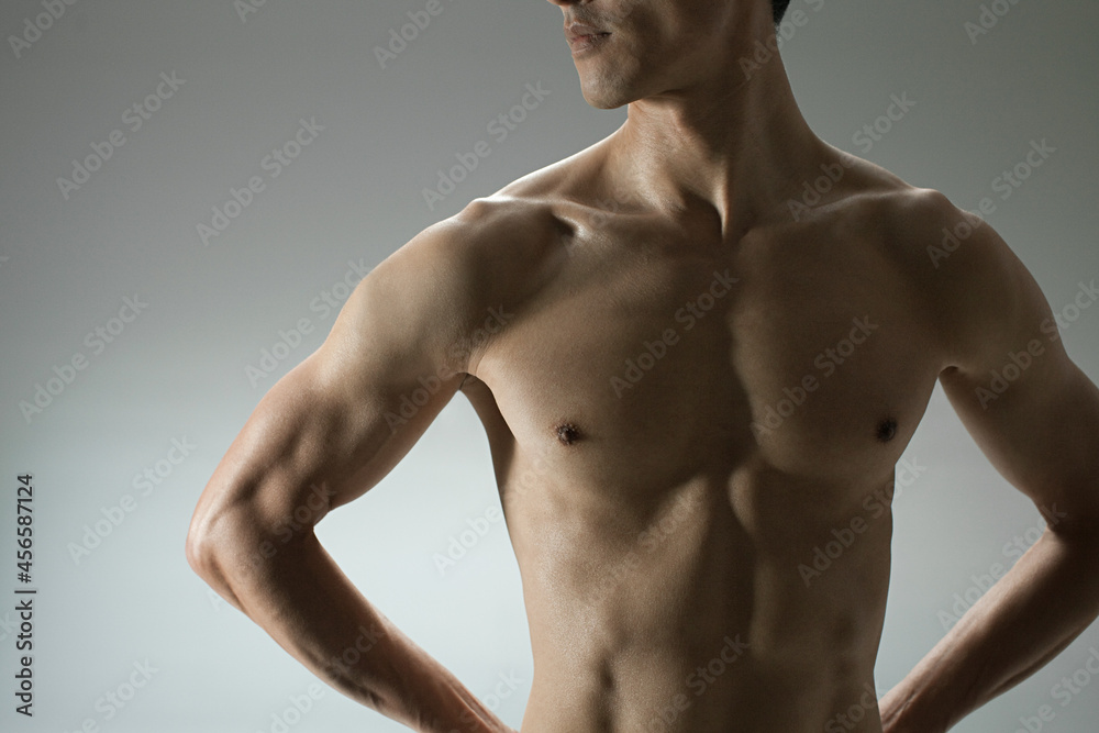 Muscular mature man, front view Muscular mature man, front view