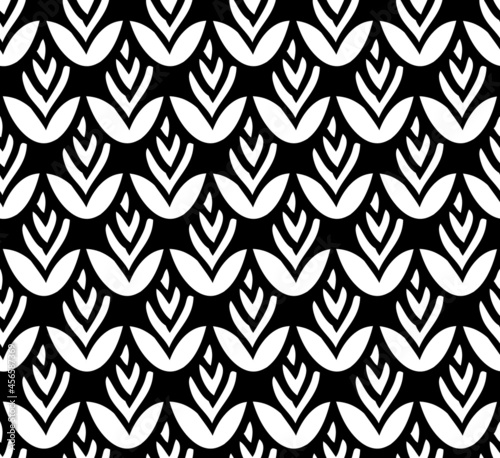 Black and White Hand Drawn Seamless Pattern. Vector Illustration.