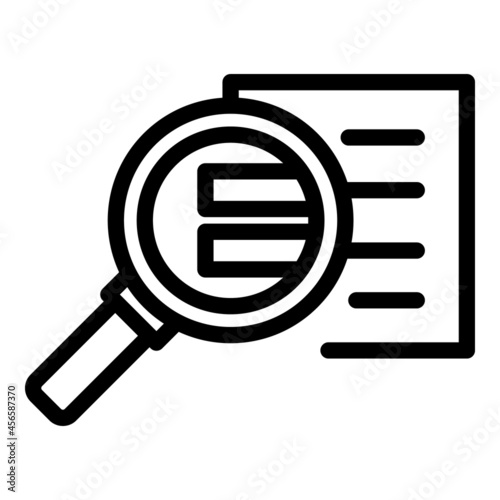 Search document icon outline vector. Glass paper. Data review