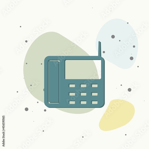 Vector icon landline phone with buttons on multicolored background. Layers grouped for easy editing illustration. For your design.