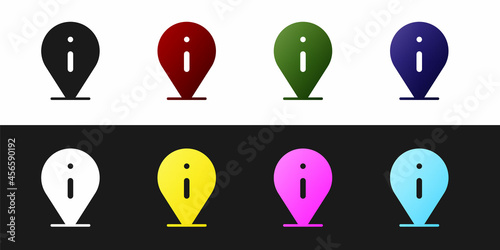 Set Information icon isolated on black and white background. Vector