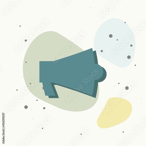 Vector icon megafon on multicolored background.