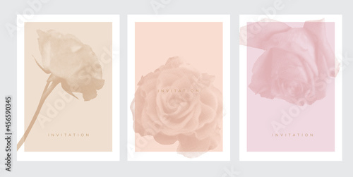 Obraz na plátně Set of invitation cards with flowers