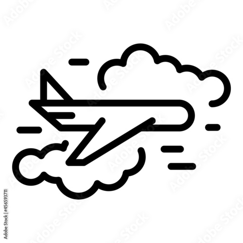 Flying plane icon outline vector. Sky travel. Trip airplane