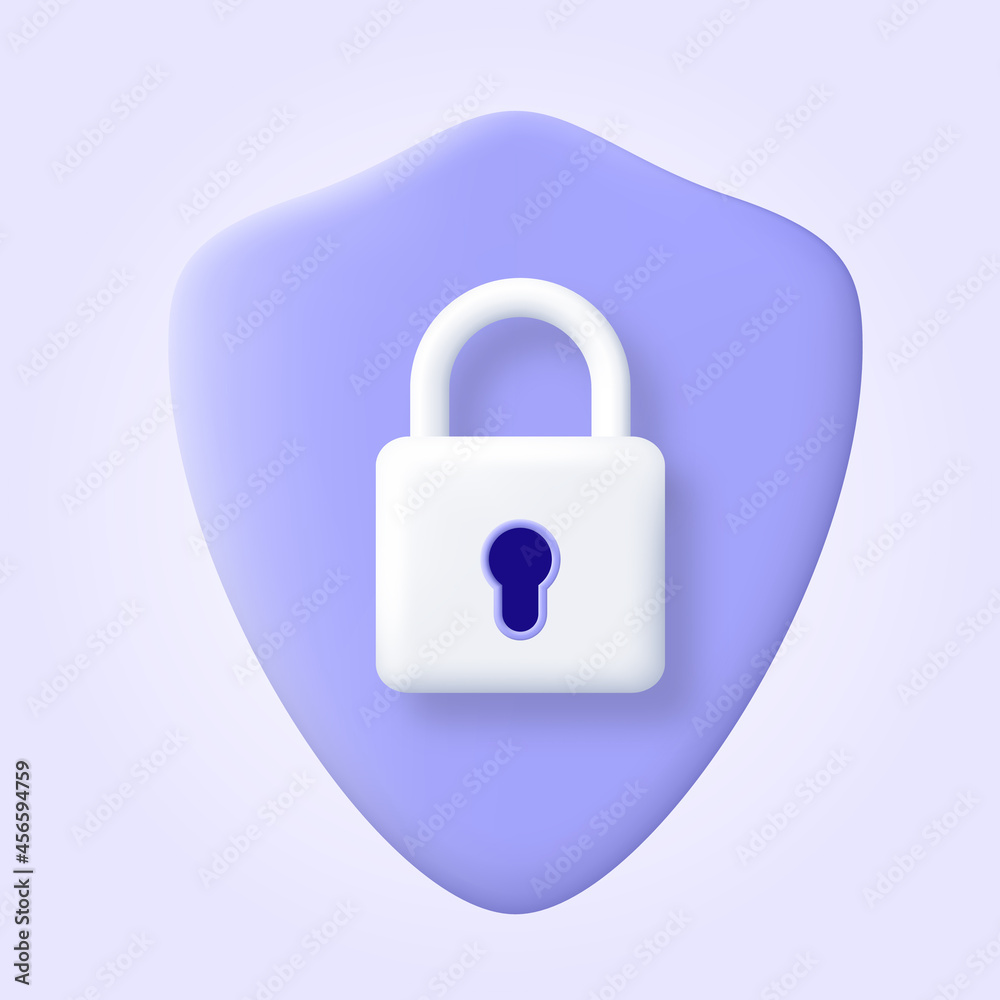 Security shield logo 3d icon. Protection, safety, password security vector illustration. Concept of internet privacy cyber protection or antivirus. Cybersecurity and information network protection. Security shield logo 3d icon. Protection, safety, password security vector illustration. Concept of internet privacy cyber protection or antivirus. Cybersecurity and information network protection.