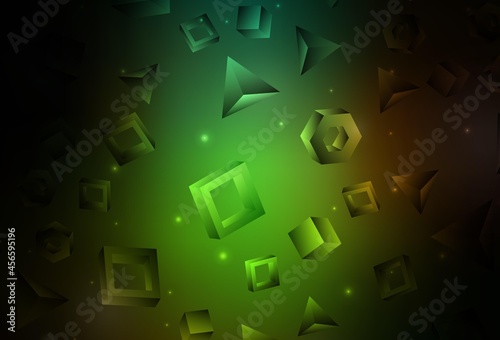 Dark Green  Red vector template with crystals  squares.