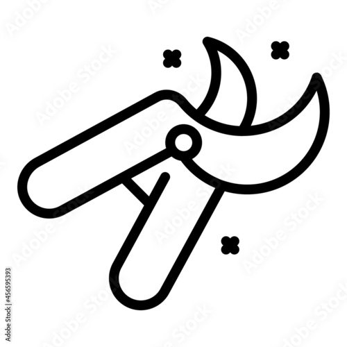 Pruning shears icon outline vector. Garden tree. Hedge trimmer