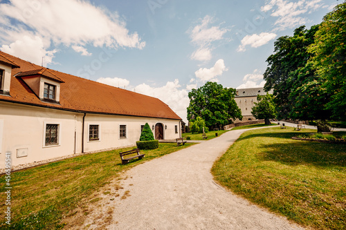 Cerveny Kamen Castle is a 13th-century castle in Slovakia. Castle with beautiful garden and park photo