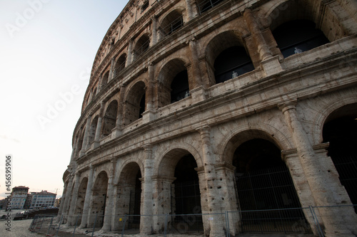 Sunrise at the Colosseum in Rome. Years of history in the eternal city. Roman Empire