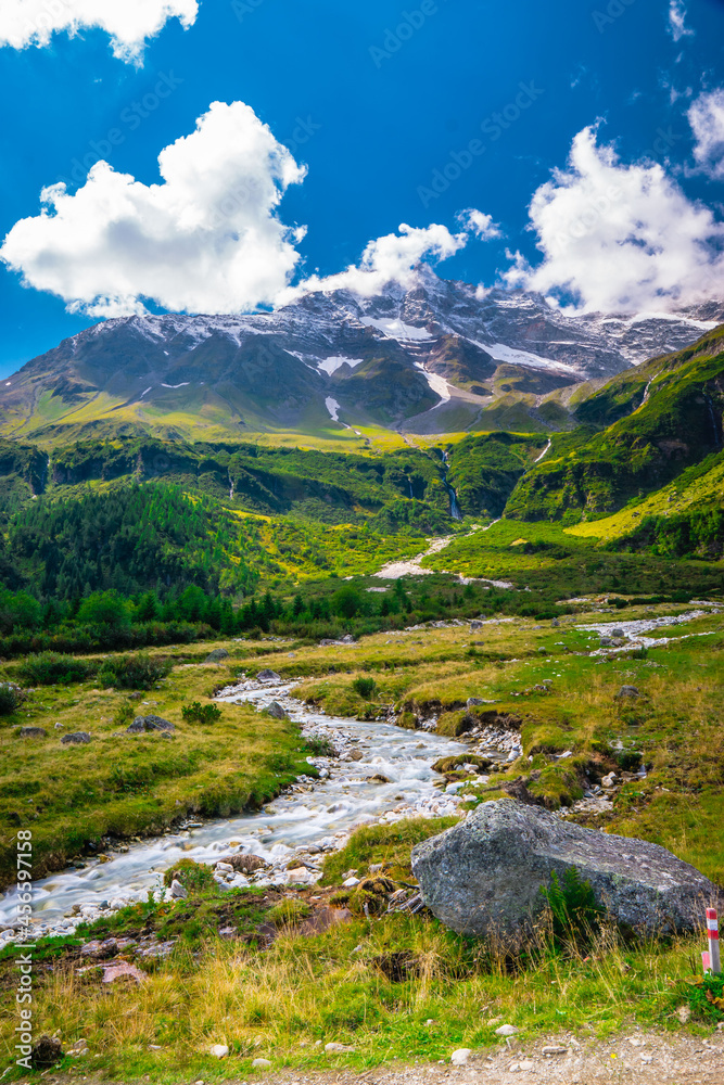 mountain landscape with river, Austria, Rauris mountain landscape with river, Austria, Rauris