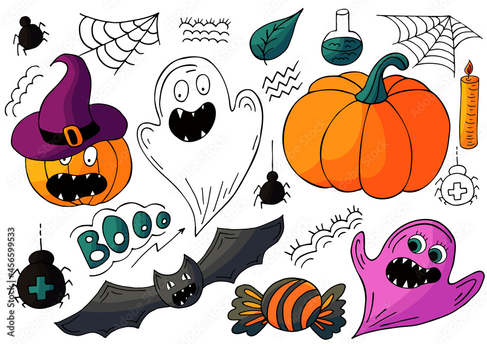 Halloween design. Halloween elements, cartoon style Halloween design. Halloween elements, cartoon style