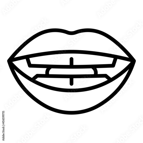 Speech sync icon outline vector. Mouth pronunciation. Speaking lip