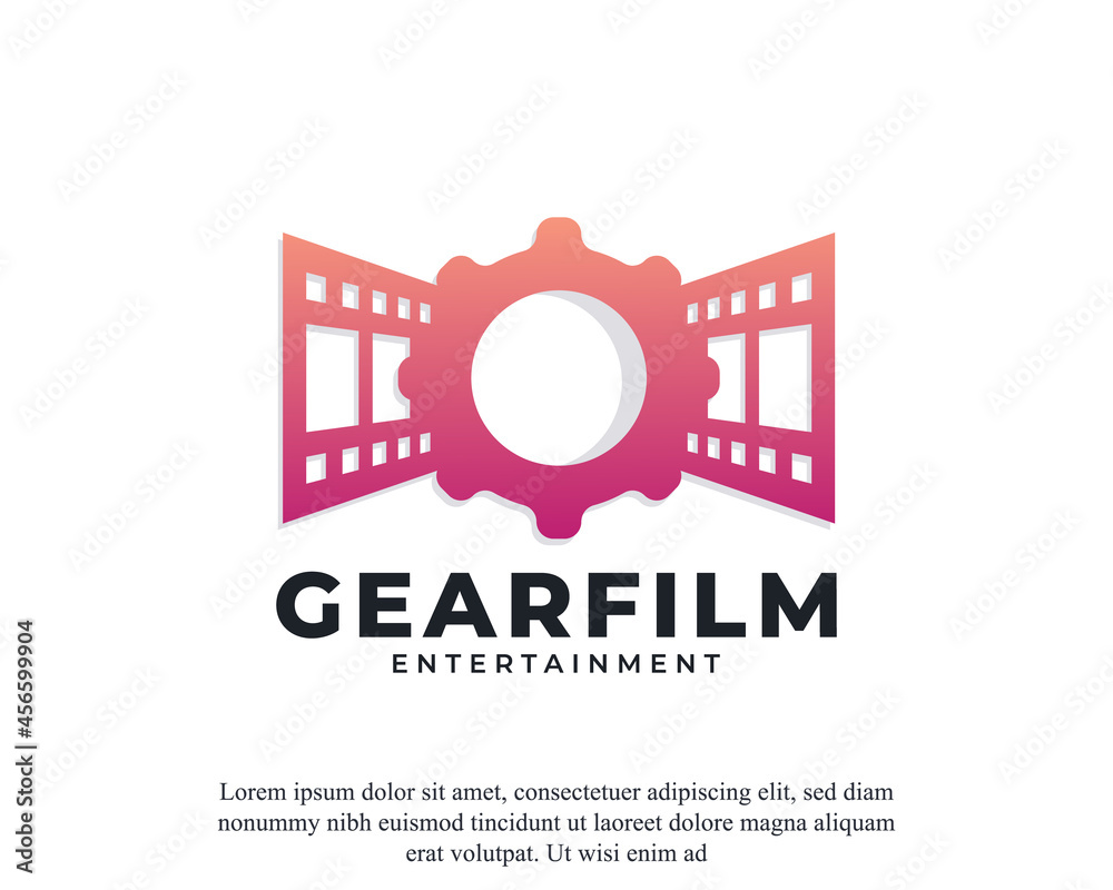 Gear Cog Wheel Factory Reel Stripes Filmstrip for Film Movie Cinema Production Studio Logo Design Template Element Gear Cog Wheel Factory Reel Stripes Filmstrip for Film Movie Cinema Production Studio Logo Design Template Element