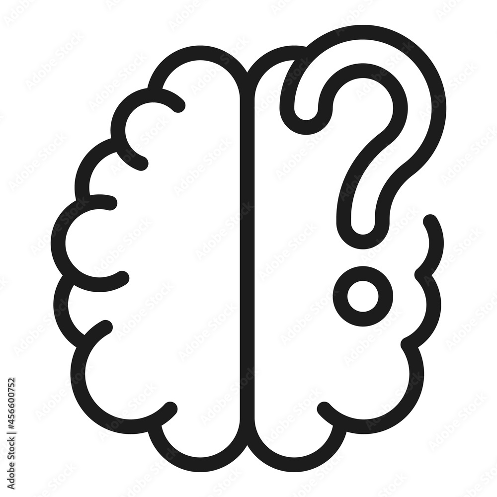 Brain question icon outline vector. Human mind. Critical thinker Brain question icon outline vector. Human mind. Critical thinker