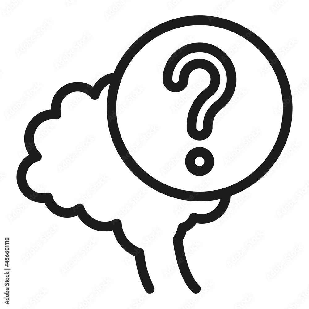 Obraz premium Brain doubt icon outline vector. Question head. Logic mark