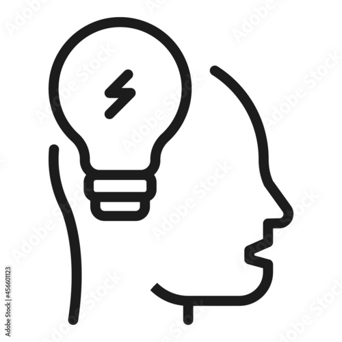 Head lightbulb icon outline vector. Bulb idea. Human brain