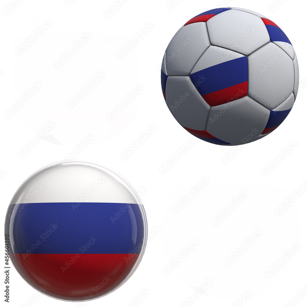 Soccer ball with Russia flag isolated on white background. Soccer ball with Russia flag isolated on white background.