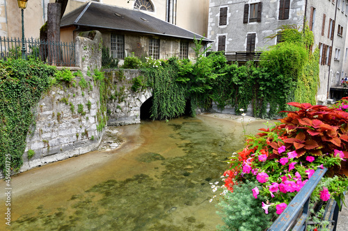 Annecy, France. Along the river in the old town. July 28, 2021. photo