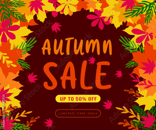 Wallpaper Mural Autumn sale vector poster design with colorful maple leaves and sale discount text for fall season shopping promotion. . Autumn leaves background, Vector Illustration. Torontodigital.ca