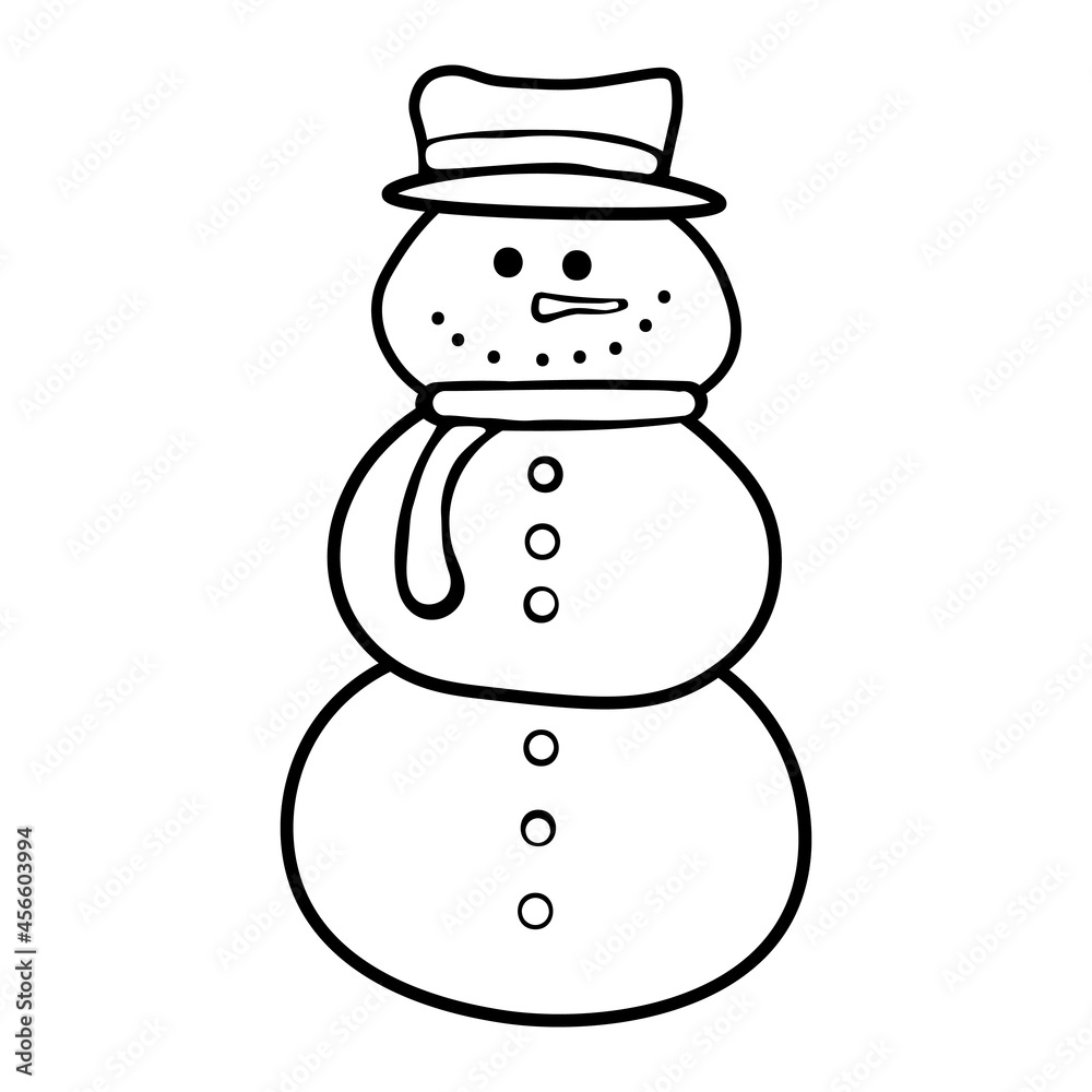 Vector cartoon snowman. Doodle style. Drawing cute snowman in hat and scarf. New Year, Christmas, holidays, winter activities. Vector cartoon snowman. Doodle style. Drawing cute snowman in hat and scarf. New Year, Christmas, holidays, winter activities.