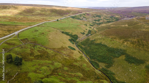 Aerial view of the field and road.