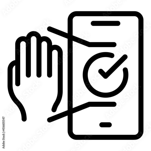 Phone palm scanning icon outline vector. Hand scan. Biometric identification