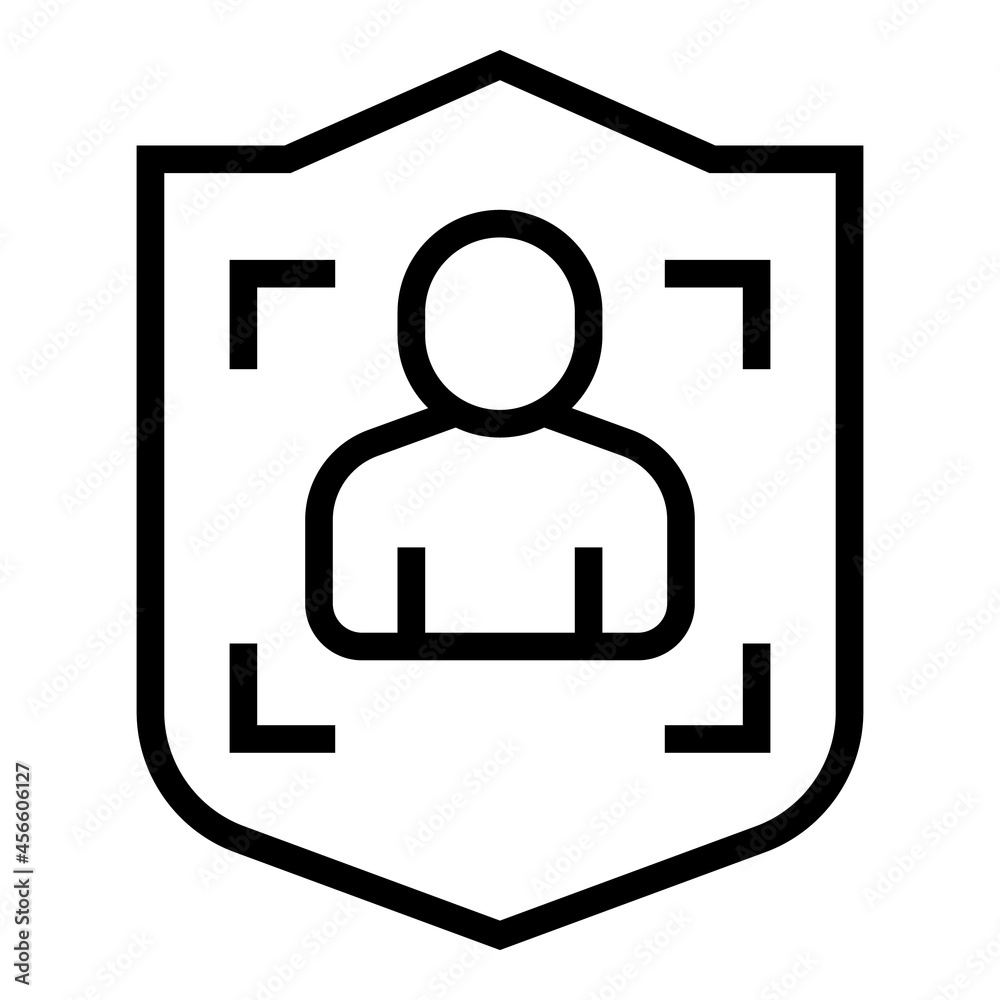 Shield biometric identification icon outline vector. Digital scan. Privacy recognition Shield biometric identification icon outline vector. Digital scan. Privacy recognition