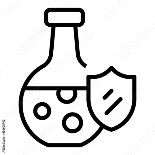 Shield flask icon outline vector. Safety formula. Chemical bottle
